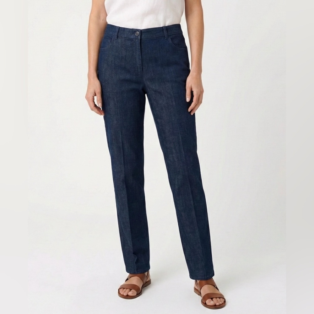 AKRIS PUNTO Five Pocket Straight Leg Cotton Stretch Mid Rise Jeans US Sz 16
